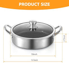 Saute Pan,10 Inch Nonstick Deep Frying Pan,316L Stainless Steel Sauté Pan with Lid,Induction Cooking Pan,PFOA Free Cookware,Dishwasher & Oven Safe