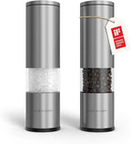 LARS NYSØM Salt and Pepper Grinder Set 2 pieces I Salt Pepper Mill with Adjustable Ceramic Grinder I Design Spice Grinder Set Manual (Stainless Steel)