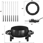 Sunvivi Electric Fondue Pot Set for Melting Chocolate Cheese, 3 Quart Fondue Set with Adjustable Temperature Control and 8 Color-Coded Forks, 1000W Non-Stick Fondue Maker for Dessert, Oil and Broth