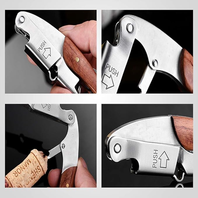 Professional Waiter Corkscrew Wine Key for Bartenders Set of 3,With Long Rosewood Handle Stainless Steel Handle Wine Opener for Bar Restaurant Waiters, Sommelier, Bartend (Big Wood 3 Packs)