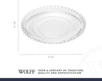 WOLFF - Set of 4 Pearl Beaded Crystal Dessert Plates - Salad, Appetizer or Starter Plate, Dinner Accessories, Decorative Dish, Crystal Kitchen Accessories - Luxury Dinnerware - Clear 8"