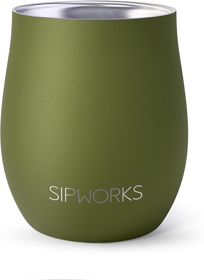 Sipworks Insulated Whiskey Tumbler - 8 oz Stainless Steel Bourbon Lowball Tumbler with Double Walled Vacuum Insulation - Spill Resistant Cocktail Nosing Glass Mug | Travel & Parties - OIive