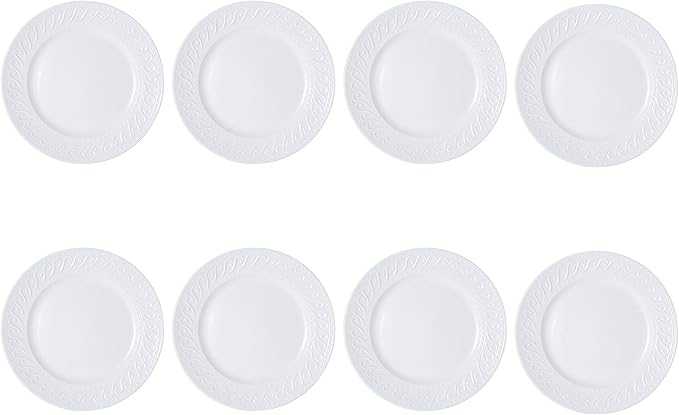 Pfaltzgraff Sylvia 32-Piece White Dinnerware Set, Service for 8, Durable Stoneware Plates, Bowls, and Mugs, Microwave and Dishwasher Safe