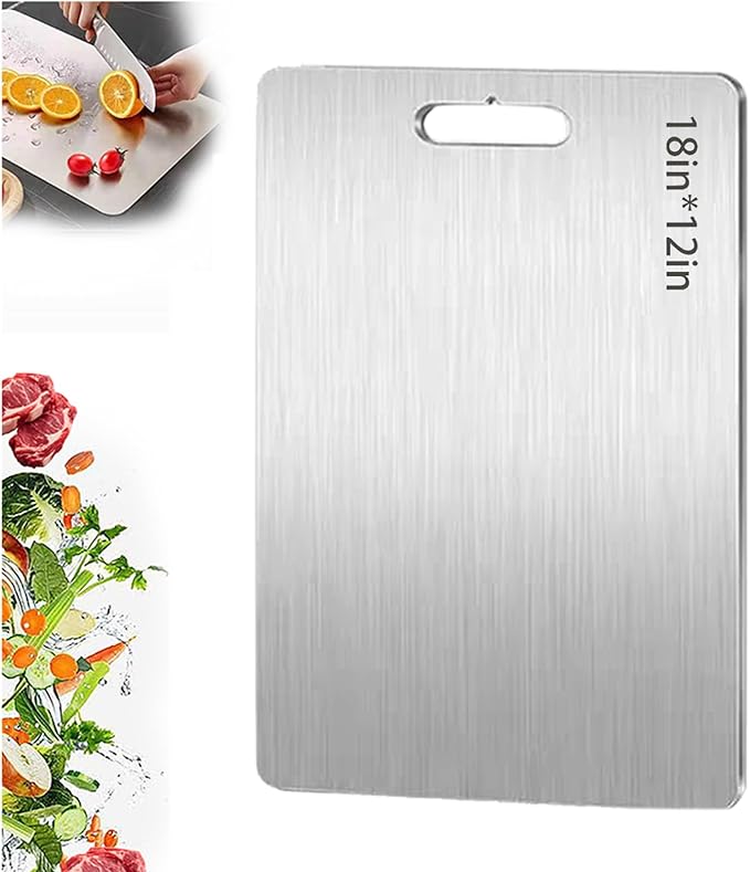 Titanium Cutting Board, 2025 New Upgrade 100% Pure Titanium Cutting Boards for Kitchen, Double Sided Non Stick Chopping Board for Cutting Meat Vegetable Fruit, Easy to Clean (L)