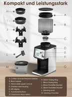 Homtone Conical Burr Espresso Coffee Grinder, 51 Precise Settings, Electric Mill with Portafilter Holder, 2-12 Cups Adjustable, Anti-static, Stainless Steel, 120V