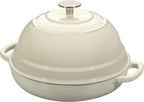 Enameled Cast Iron Dutch Oven Pot with Lid, Round Bread Oven for Homemade Sourdough Bread Baking, 6 Quart, White