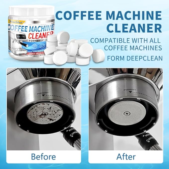 100-Tabs Coffee Maker Cleaner Tablets,Espresso Coffee Machine Descaler Cleaning Tablets Compatible with Keurig, Ninja, Breville, Delonghi, Nespresso, Miele - Deep Descaling & Cleaning