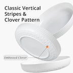 YHOSSEUN 9.75" Pasta Bowls Set of 4, 50 OZ Large Salad Serving Bowls Pasta Plates, White Soup Bowl for Kitchen Meal Prep, Ceramic Shallow Dishes, Clover Stripe