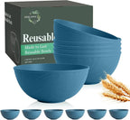 Cereal Bowls 40 OZ Set of 6, Unbreakable Lightweight Bowls Set, Microwave & Dishwasher Safe, Plastic Reusable Cereal Bowls for Soup, Salad, Noodle, Snack, Fruit, Blue