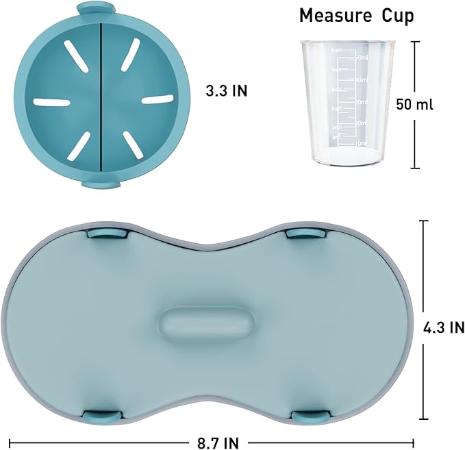 Microwave Egg Poacher with Lid, Double Cup Design, Turquoise and Gray, Food Grade PP Material, 8.7x4.3 Inch, Anti-Slip Bottom, Quick Egg Cooking