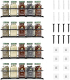 4 Pack Spice Rack Organizer, Wall Mount Spice Rack Organizer,Screw or Adhesive Hanging Spice Rack, Black