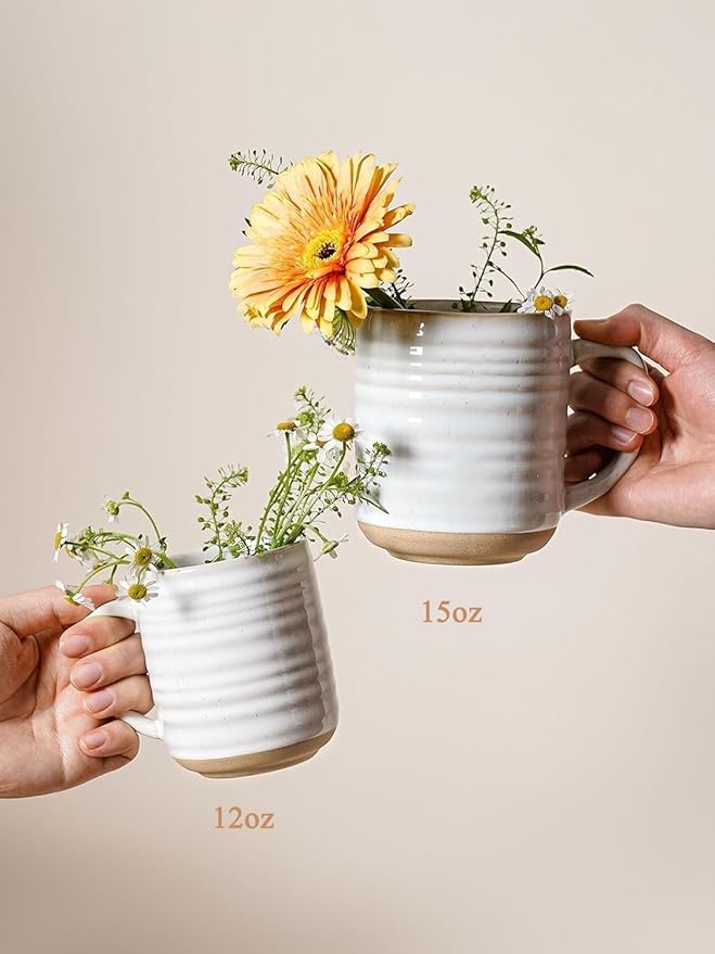 LE TAUCI Coffee Mugs 12 oz, Ceramic Coffee Cups for Latte, Hot Tea, Cappuccino, Mocha, Cocoa, Housewarming Wedding Present Mug Set - Set of 4, Arctic White