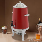Coffee Urn with Fuel Holder 3.5 Gal/13L, Stainless Steel Beverage Dispenser Hot Drink Dispenser with Stand, Tea Water Coffee Chafer Urn for Parties Buffet Catering Commercial Home (Silver, Red)