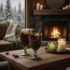 Green Glass Goblets Set of 4-10 oz Vintage Glassware Decorative Wine Glasses, Colored Cute Goblet Drinking Cups, Unique Textured Water Cup Sets, Colorful Aesthetic Pretty Drinkware Gifts