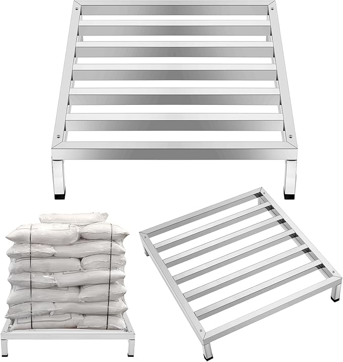 2 Pack Dunnage Rack 23. 6" Long x 23. 6 Wide, 3. 9" Height Stainless Steel Dunnage Rack 1000+ Pound Capacity Storage Commercial Food Service Storage in Restaurant Kitchens Shop(Detachable)