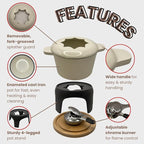Cast Iron Fondue Set 15-Pcs With Accessories Fondue Kit For Swiss Fondue Cheese Meat Oil Fondue Pot Fondue Pot set, Cheese Fondue Set, Chocolate Fondue Pot, Cheese Melting Pot, Fondue Pot Non Electric