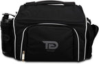 TO GO Meal Prep Bag Insulated Lunch Meals Bag W/6 Portion Control Containers,2 ICE PACKS, Shaker, Pill Box,With an Adjustable shoulder. bag for meals (Black)