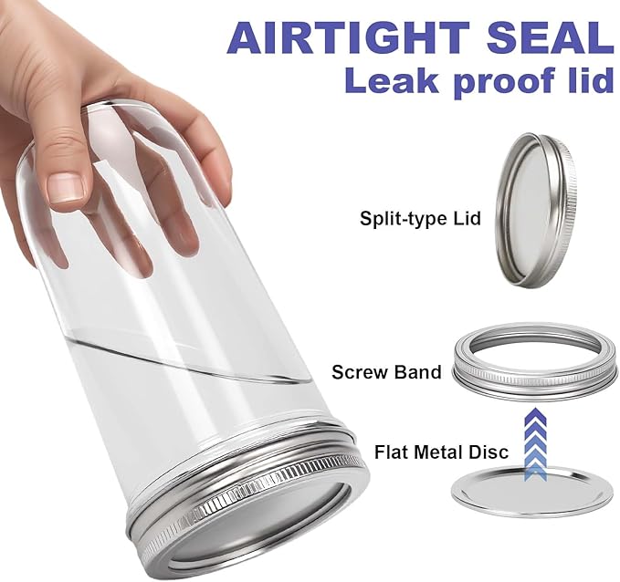 Wide Mouth Mason Jars 24 oz with Lids, Glass Jars with Airtight Lids and Band, Safe for Canning, Food Storage, Pickling, Overnight Oats Container, Pint and A Half Size (Pack of 12)