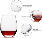 Stemless Wine Glasses Set of 8, 18 Ounces Red & White Wine Glasses for Party, Lead-free, Ideal Wine Accessories Gift (Clear)
