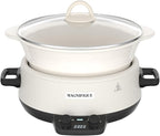 MAGNIFIQUE 5 Quart Programmable Slow Cooker with Auto Warm Setting, Glazed Ceramic Liner, Kitchen Small Appliance for Family Dinners, White