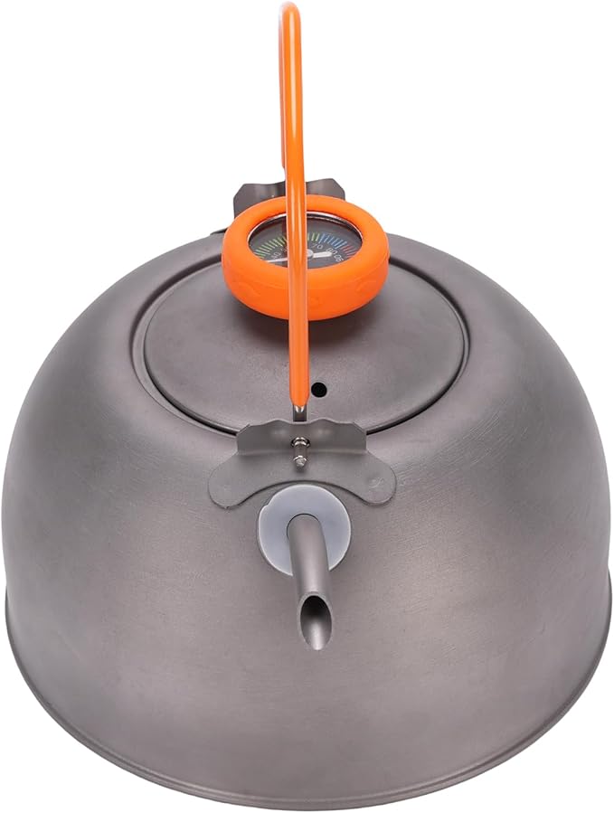 0.8L Camping with Thermometer, Lightweight Teapot Outdoor Camping Coffee Pot Tea Kettle for Boiling Water, Portable Camp Tea Pot Cookware for Hiking Backpacking Kitchen (Ti)