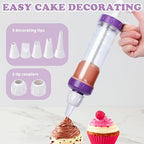 JAYVAR Dessert Decorating Syringe Set, Icing Dispenser Tool, Dessert Decorator Pro with 7 Icing Nozzles for Pushes Icing to Decorate Baked, Cake Decorating Gun for Frosting Cream to Make Cupcakes