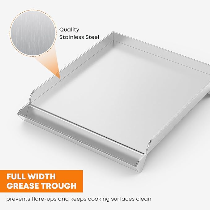 Stanbroil Stainless Steel Flat Top Griddle for Gas Grill Side Burner, Universal Stove Top Griddle for Most Gas Grill Side Burner, 11 in. x 13 in.