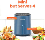 3.5qt Air Fryer Mini, Tempered Glass Control Panel, 8 Preset Functions, Quick and Easy Meals, Compact, Quiet, Non-Stick, Dishwasher Safe, Blue