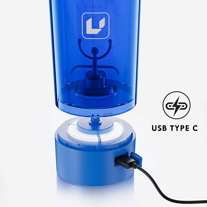 Electric Shaker Bottle USB C Rechargeable Protein Shaker Bottle Shaker cups for Protein Shakes Mixer with 24oz BPA Free Tritan Meal Replacement Shakes Made with Tritan Portable Blender Cup (Blue)