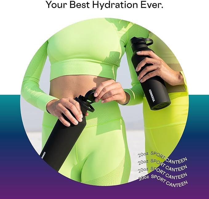 Corkcicle Sport Canteen - Keeps Drinks Cold 25 Hours - Stainless Steel Water Bottle - Triple-Insulated - Spill-Proof - Summer Drinkware Gift - Keeps Drinks Ice Cold - 20 oz - Multi-Color