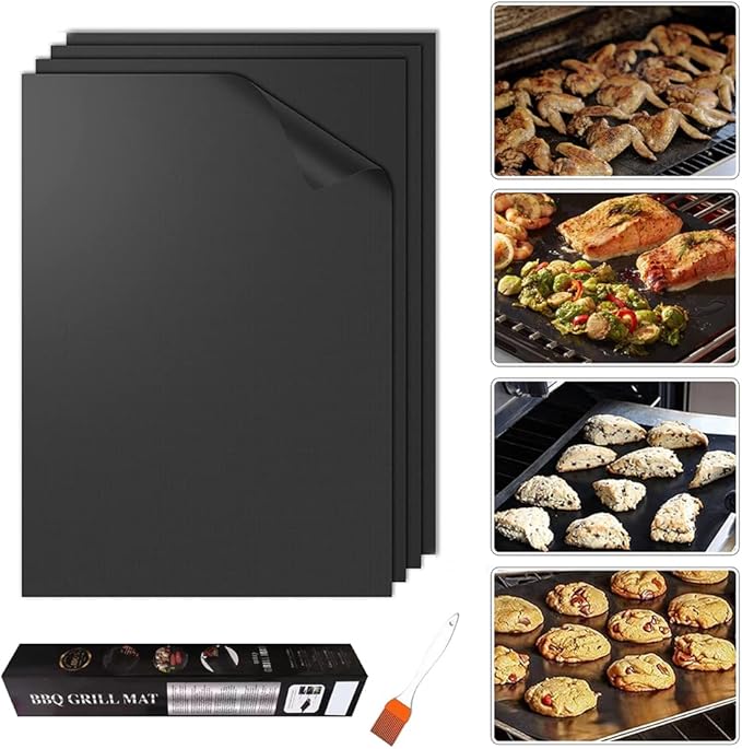 4 Pack Large Oven Liners for Bottom of Electric Gas Oven Reusable,17"x 25" Thick Heavy Duty Nonstick Teflon Oven Mat, Heat Resistant Grill Mats Outdoor, Easy to Clean Gas Stove Liners