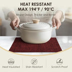 Christmas Placemats Set of 4, Bilayer Thickened Linen Place Mats Heat Resistant Machine Washable Wrinkle Free Carefully Selected Polyester Mats for Kitchen/Dining/Coffee Table (Deep Red)
