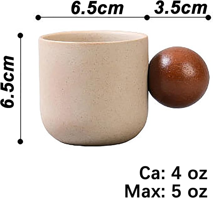 Ceramic Espresso Cups Set of 4,Small Coffee Mugs,Expresso Shot Cups,4 oz Porcelain Demitasse Cups,Perfect for Espresso Machine and Coffee Maker (Natural Beige, S + Round Handle)