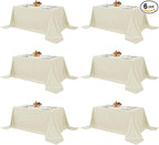 Fitable Elegant Rectangle Table Clothes, 6 Pack - 90 x 132 Inch, Ivory - Reusable and Washable Tablecloths, Polyester Fabric Table Covers for Wedding, Party, Banquet, Formal Events