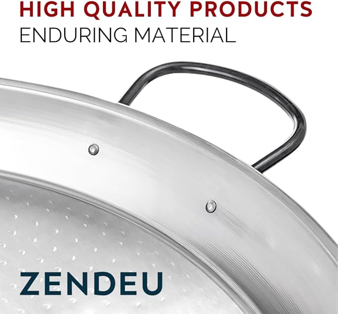Paella Pan 24 inch - Carbon Steel Paella Pan, Made in Spain - Polished Steel, 24 in - 60 cm (20 Servings) Cook your own Spanish Paella