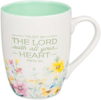 Christian Art Gifts Inspirational Ceramic Coffee & Tea Scripture Mug for Women: Trust in the Lord Encouraging Bible Verse, Microwave & Dishwasher Safe Lead-free, Multicolor Floral, Light Green, 12 oz.