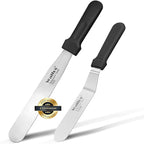 Walfos Icing Spatula, Stainless Steel Cake Spatula with Sturdy and Durable Handle Cake Decorating Spatula - Multi purpose Use for Home, Kitchen or Bakery (6” Angled + 8" Straight)…