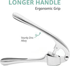 GD Premium Garlic Press Set – Rust-Proof Stainless Steel Garlic Mincer Tool – Easy-Squeeze, Easy-Clean with Soft Ergonomic Handle – Dishwasher Safe, Includes Silicone Peeler & Brush (Imperial Silver)