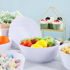 Hioasis 8 Pack Plastic Serving Bowls 128oz White Plastic Bowls Heavy Duty Disposable Serving Bowls for Party Snack & Salad & Candy & Bar Buffet