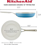 KitchenAid Hard Anodized Ceramic Nonstick Frying Pan/Skillet, 10 Inch, Blue Velvet