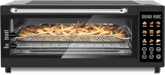 SEEDEEM 9-in-1 Air Fryer Oven, 16-Quart Countertop Convection Oven with Toaster, Broil, Pizza, Toaster Oven & Dehydrator, Large Capacity Kitchen Appliance in Pink, Silver, Black