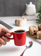 Sweese 3.5oz Porcelain Espresso Cups Set of 4, Mini Coffee Mugs Demitasse Cups - Red