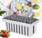 20PCS Commercial Popsicle Molds Heavy Duty Stainless Steel Popsicle Maker Kit with Brush & Sticks, 85g Capacity per Slot, DIY Yogurt Ice Cream Tools for Home Restaurants (Flat Head Double Groove)