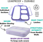 Bento-Box with Lunch Bag and Ice Pack Set. Containers for Kids Girls Adults Snacks and Lunches. 4 Compartments, Leak-proof Portion Container Boxes Insulated Bags for School, Purple