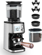 Homtone Conical Burr Coffee Grinder – 51mm Stepless Electric Espresso Grinder with Grind Settings, Automatic Timer, Low Noise, with Portafilter Holders, for Home and Commercial Use, Grade for Baristas