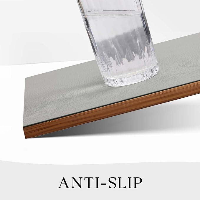 MOSAYT Vinyl Placemats Set of 4, Heat Resistant Place Mats 100% Waterproof Washable & Wipeable Faux Leather Reversible Table Mats for Kitchen Dining Party Indoor Outdoor, 12" x 17", Light Grey