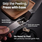No Peeling Required Garlic Press Stainless Steel with Two Detachable Handles for Coarse&Fine Mincing-Premium Garlic Mincer Tool, Easy to Clean, Dishwasher Safe Garlic Crusher with Lifetime Replacement