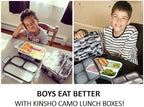 Bento Box with Insulated Lunch Bag and Ice Pack. Lunch Container with 3 Divided Leak-Resistant Compartments Perfect for Work or School, Adults Boys Kids, Black with Camo Bag