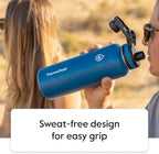 ThermoFlask Kids Bottle with Straw Lid - Durable & Dishwasher-Safe Water Bottles & Lids - Leak-Proof Bottle Lid Design - Reusable Water Bottles for Everyday Use - 16 oz, Blueberry/Wolf Grey (2 Pack)