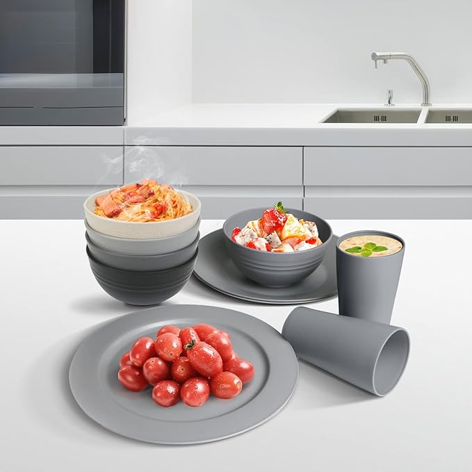 greenandlife 24oz/4PCS Lightweight & Unbreakable Wheat Straw Cereal Bowls - Noodle Fruit Soup Bowl Rice Bowls Dishwasher Microwave Safe, Non-toxin, BPA free and Healthy